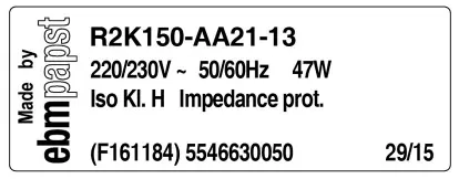 0004105436-MOTOTURBINE EBMPAPST R2K150.AA21.13 2