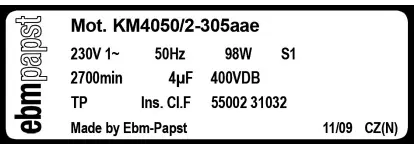 0004105439-MOTEUR EBMPAPST KM4050/2-305AAE 3