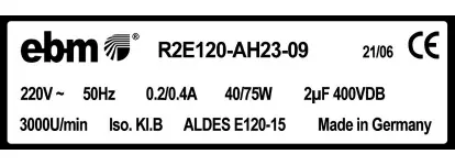 0004105442-MOTOTURBINE EBMPAPST R2E120-AH23-09 "E120.15" 3