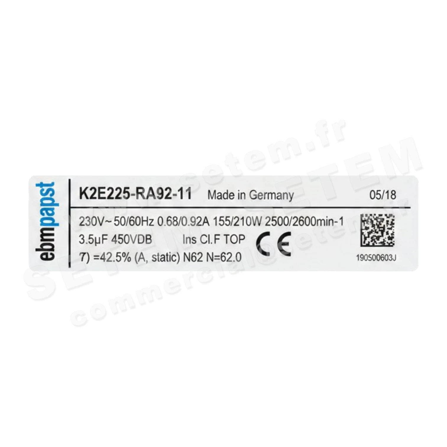 0004105990-MOTOTURBINE EBMPAPST K2E225-RA92-11