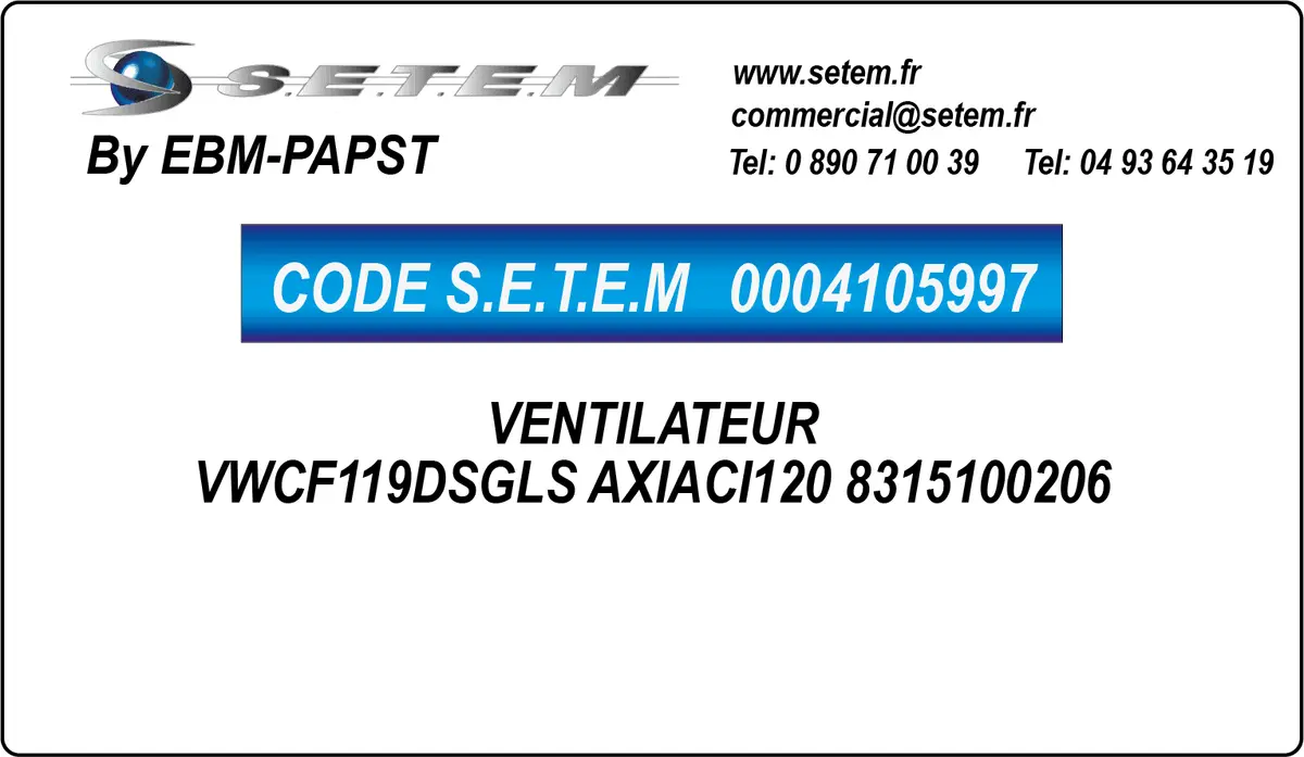 0004105997-VENTILATEUR EBMPAPST VWCF119DSGLS AXIACI120 8315100206