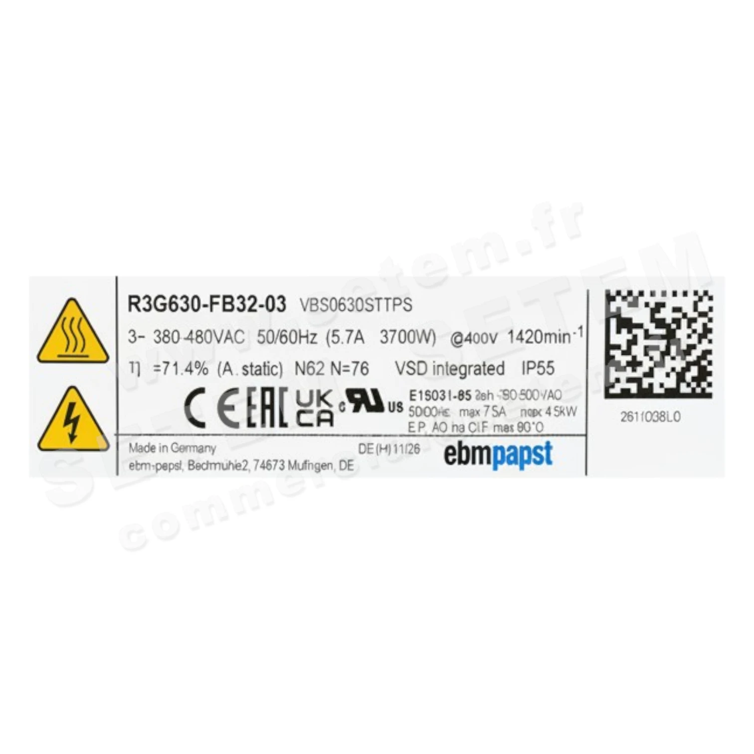 0004106523-MOTOTURBINE EBMPAPST R3G630.FB32.03 3