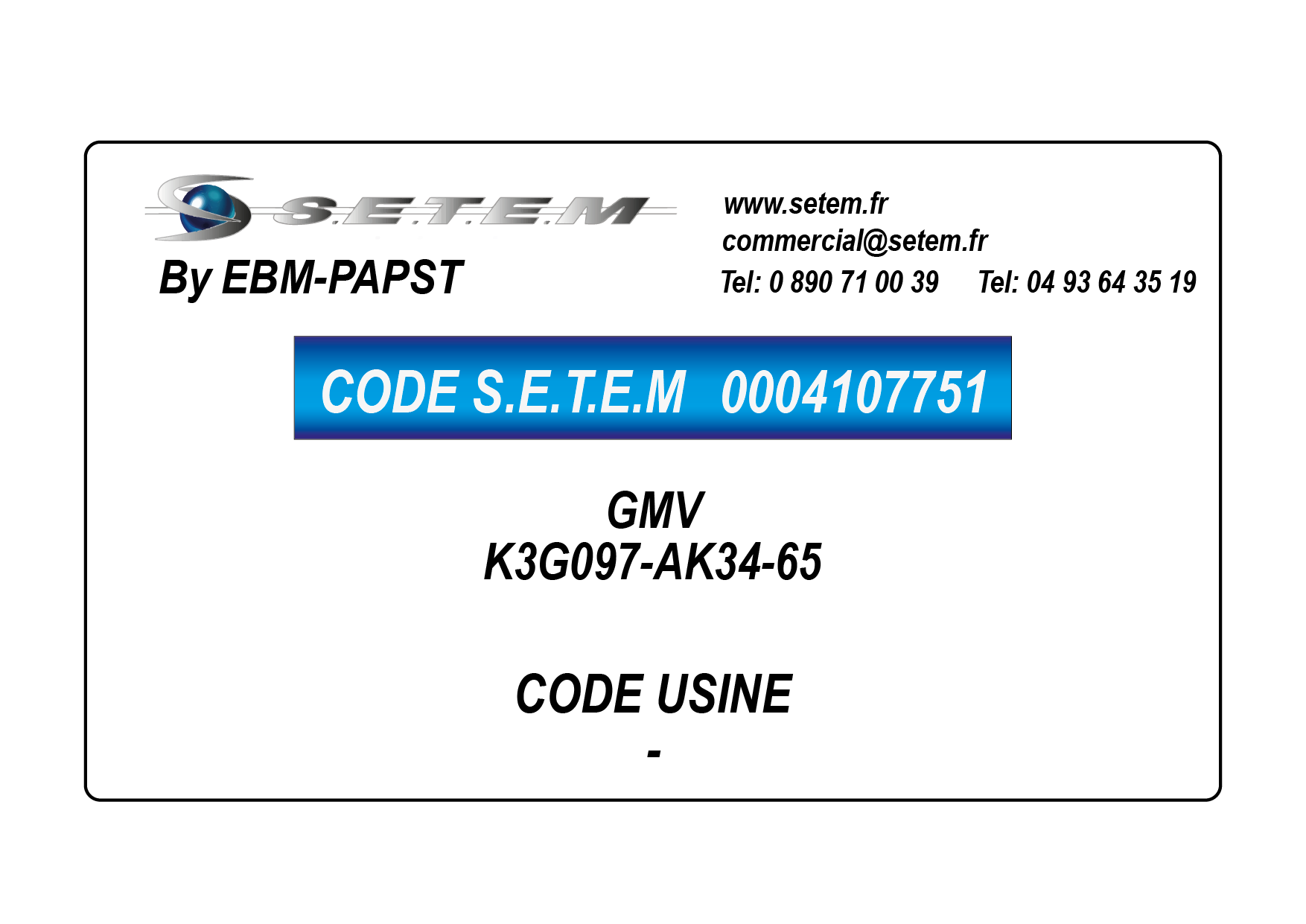 GMV K3G097-AK34-65 3