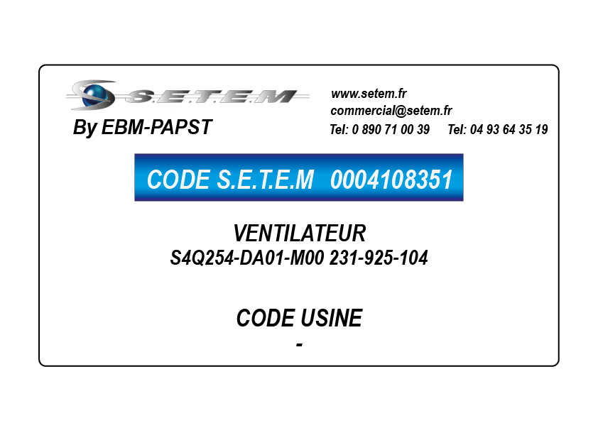 VENTILATEUR S4Q254-DA01-M00 "231-925-104" 2