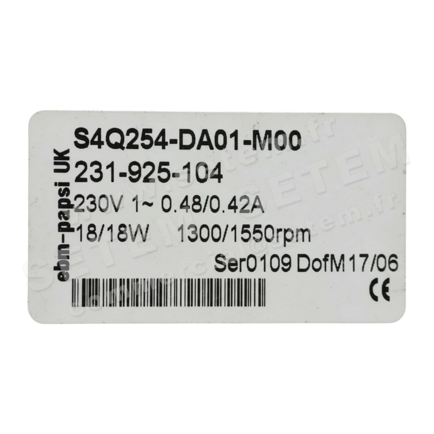 VENTILATEUR S4Q254-DA01-M00 "231-925-104"