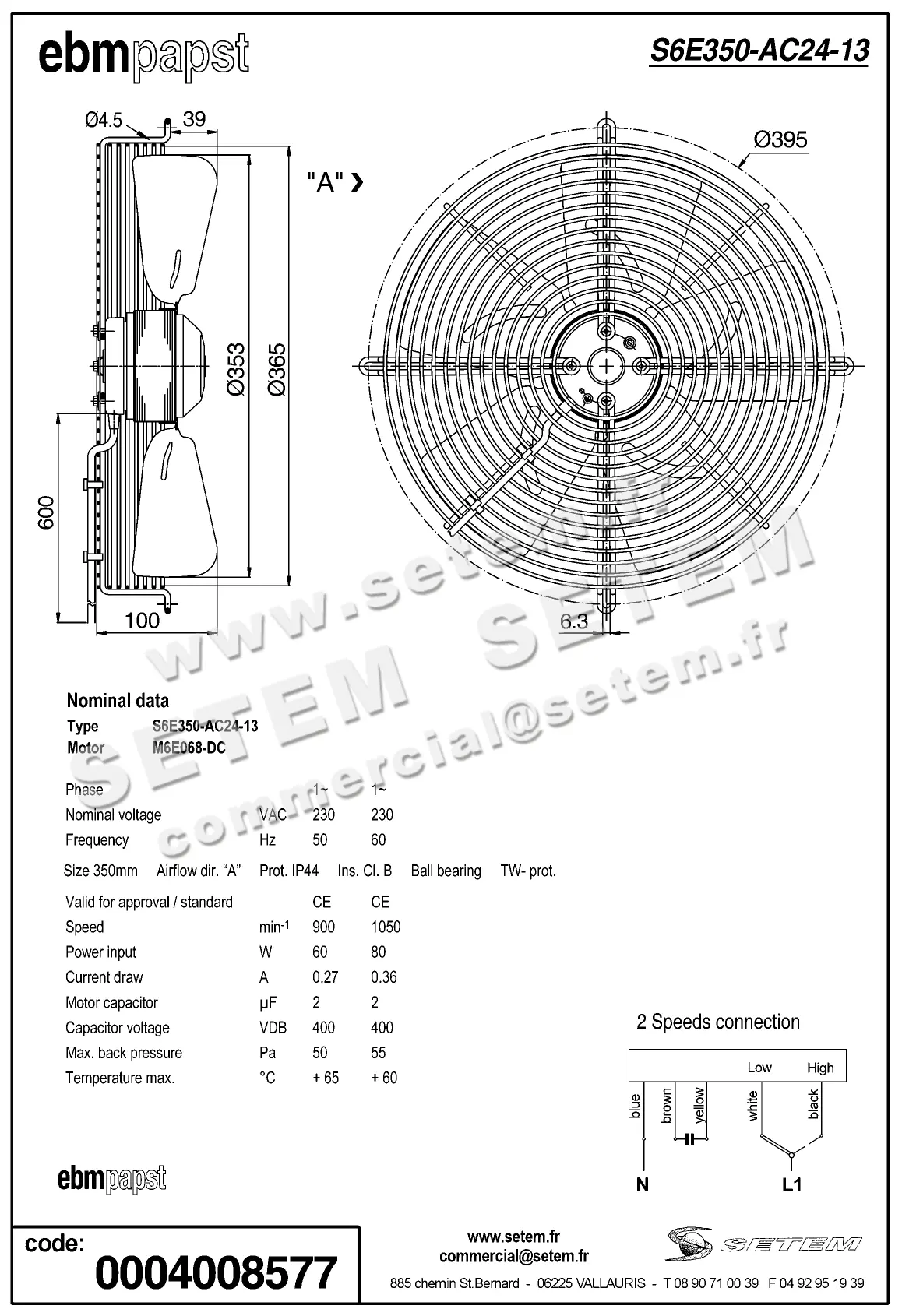 0004108577-VENTILATEUR EBMPAPST S6E350.AC24.13 5