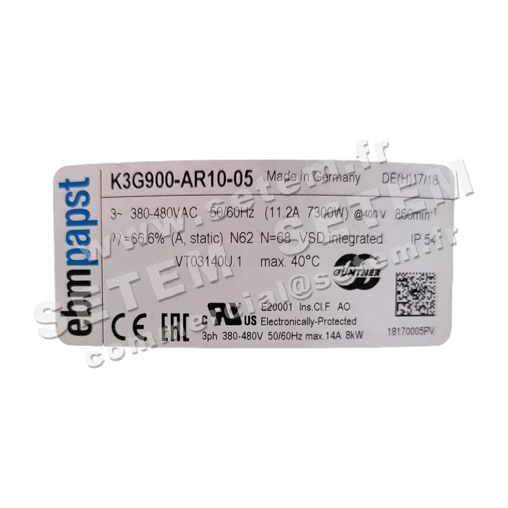 0004108993-MOTOTURBINE EBMPAPST K3G900-AR10-05 "VT03140U.1" 2