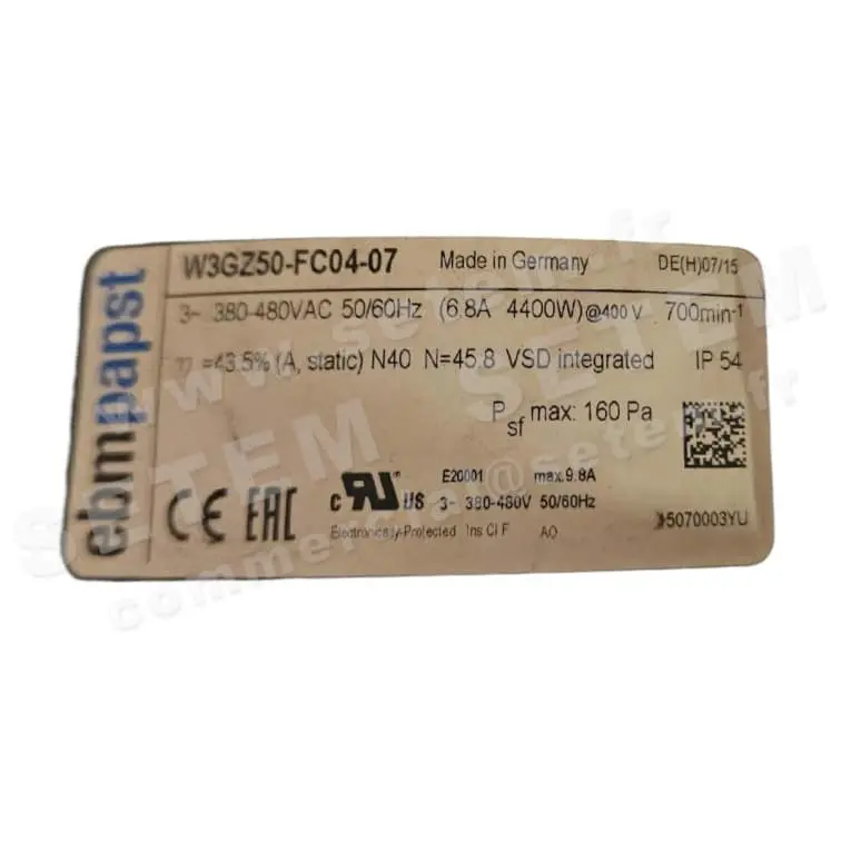 0004109374-VENTILATEUR EBMPAPST W3GZ50-FC04-07