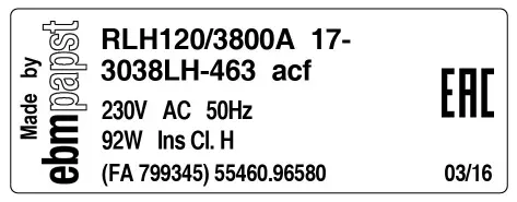 0004109769-VENTILATEUR EBMPAPST RLH120/3800A17.3038LH.463ACF 2