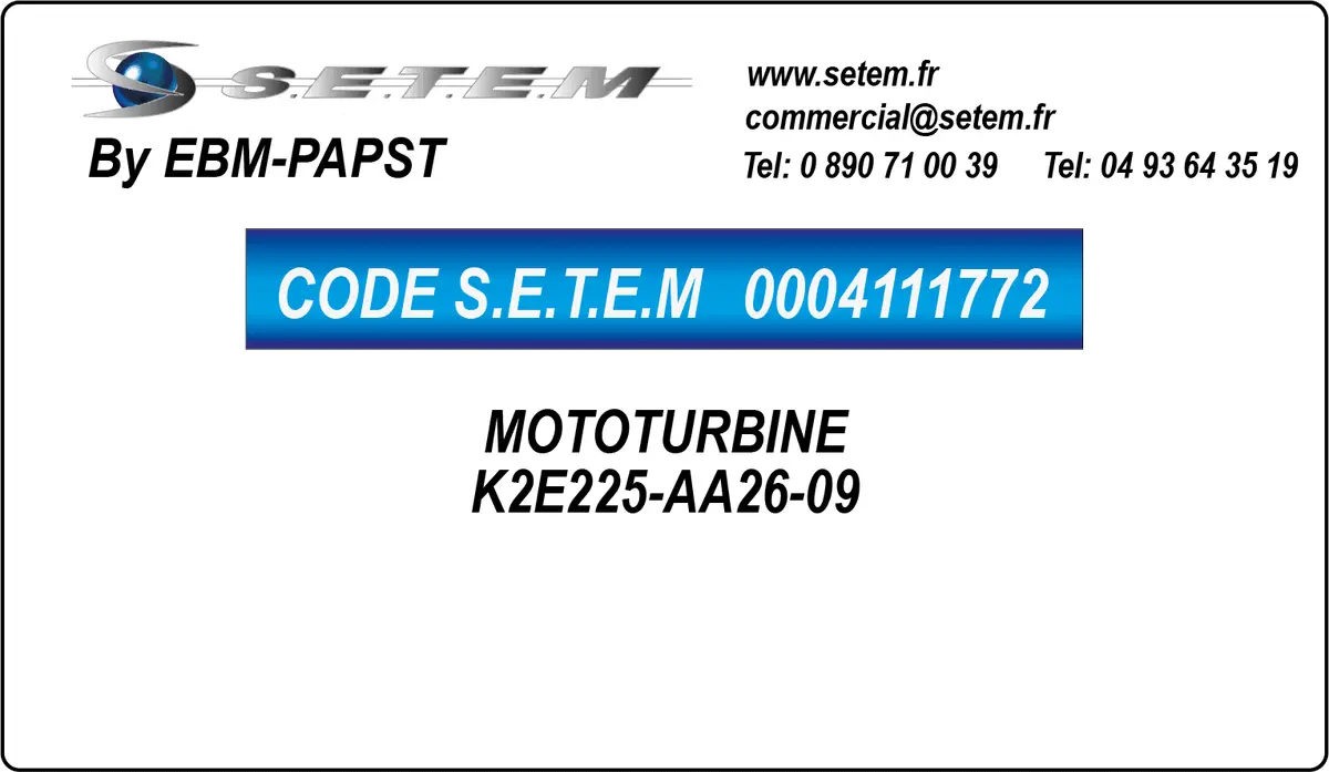 0004111772-MOTOTURBINE EBMPAPST K2E225-AA26-09
