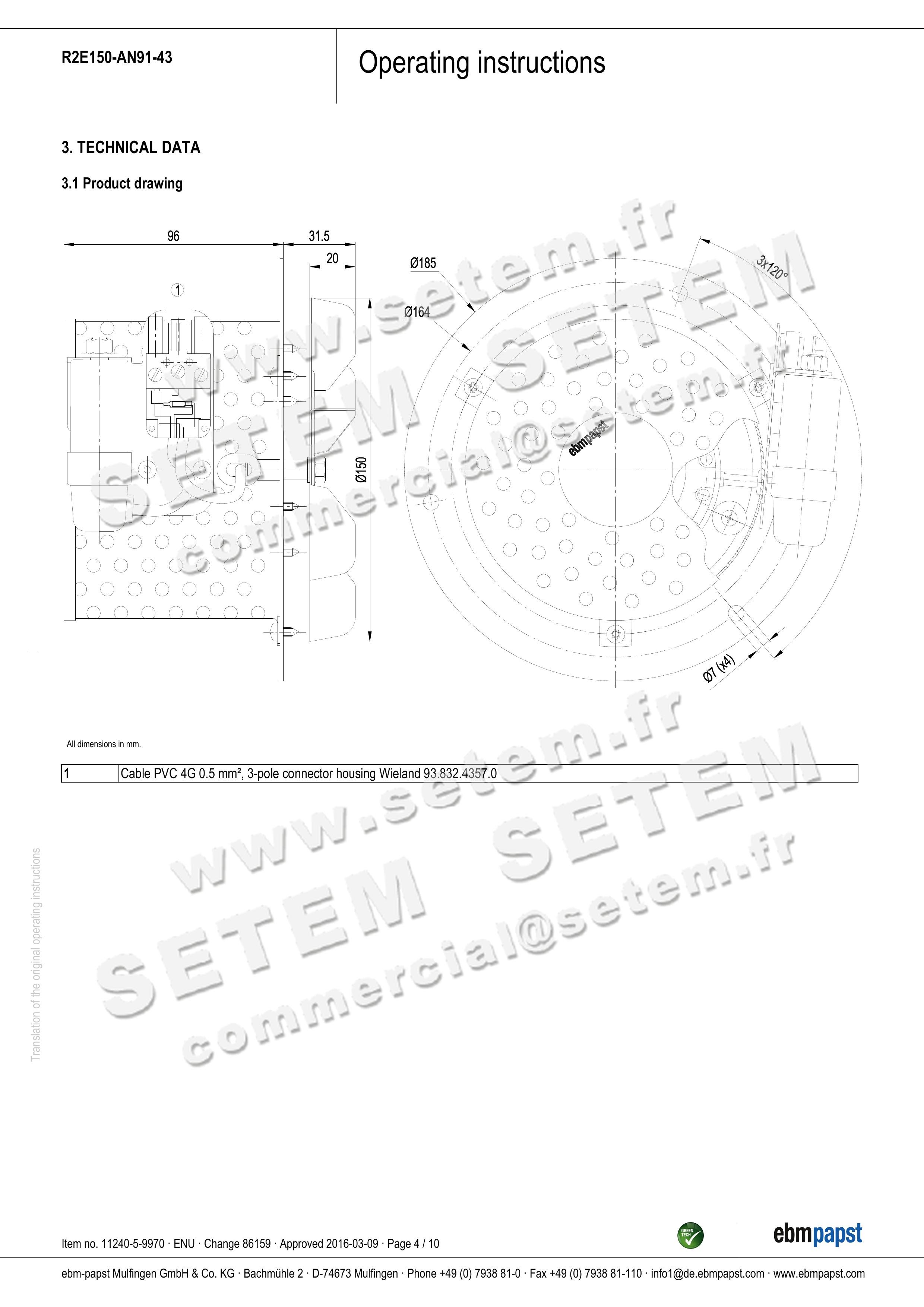 0004112827-MOTOTURBINE EBMPAPST R2E150-AN91-43