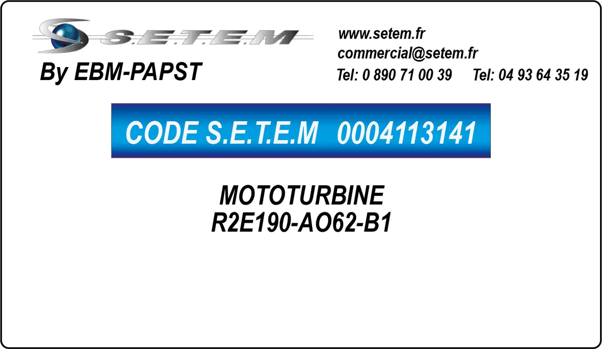 0004113141-MOTOTURBINE EBMPAPST R2E190-AO62-B1