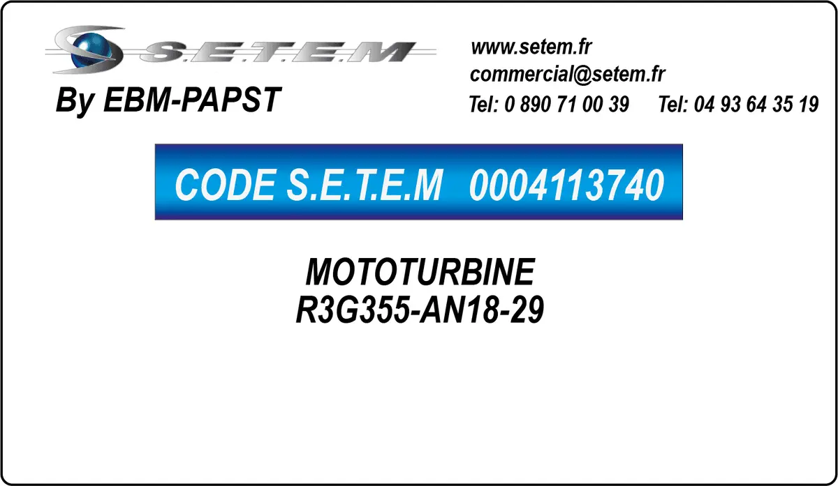 0004113740-MOTOTURBINE EBMPAPST R3G355-AN18-29