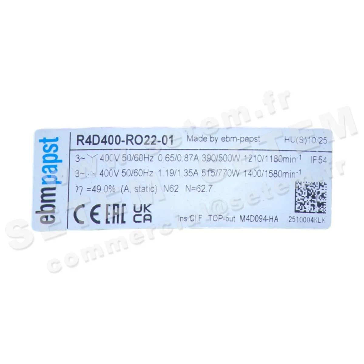 0004113866-MOTOTURBINE EBMPAPST R4D400-RO22-01