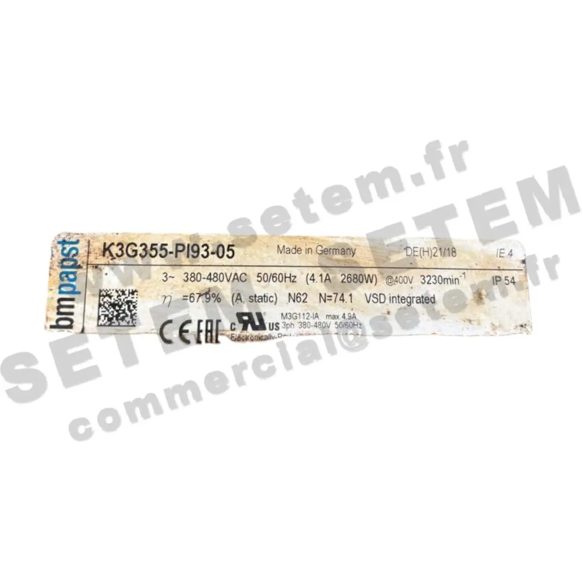 0004119287-MOTEUR EBMPAPST K3G355-PI93-05
