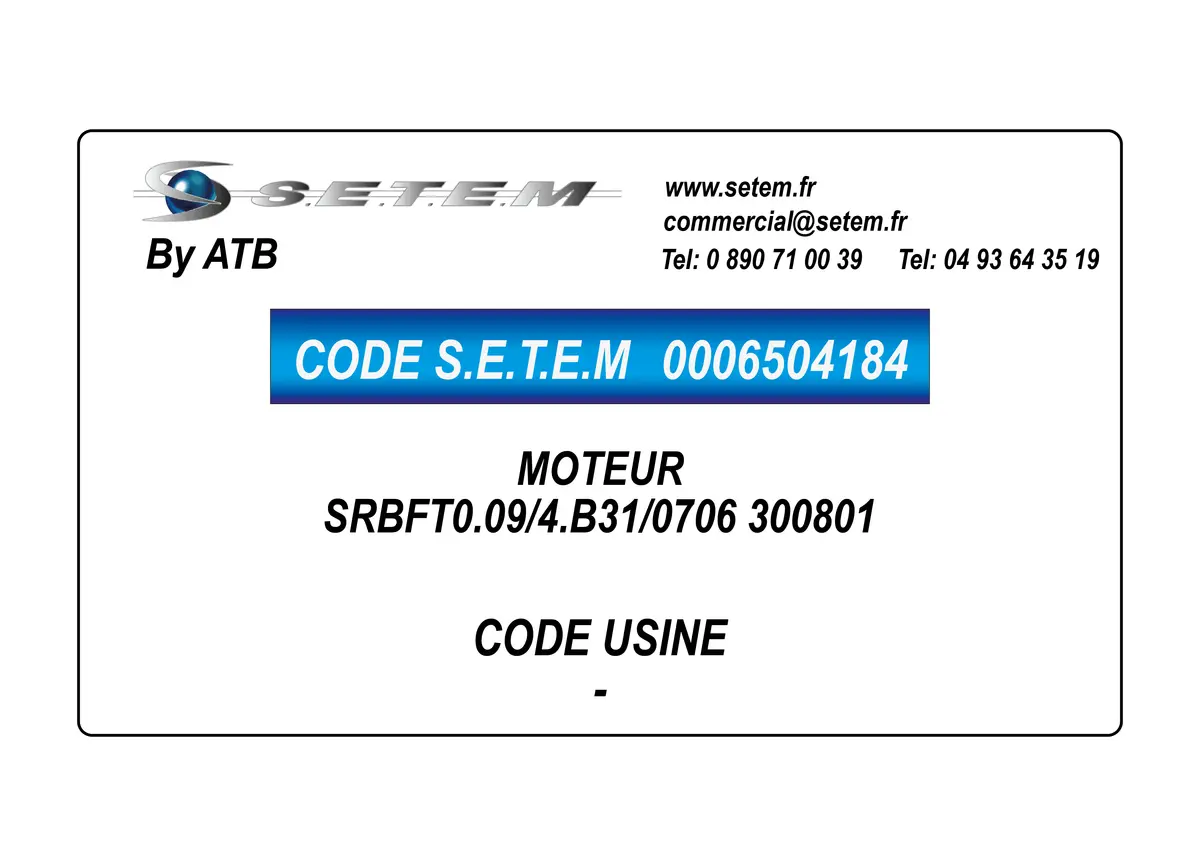 0006504184-MOTEUR ATB SRBFT0.09/4.B31/0706 "300801"
