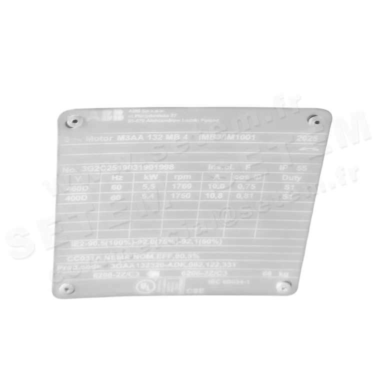 MOTEUR HA132 B3 M3AA132MB4 5.50KW 4P T400/460V 60HZ 3