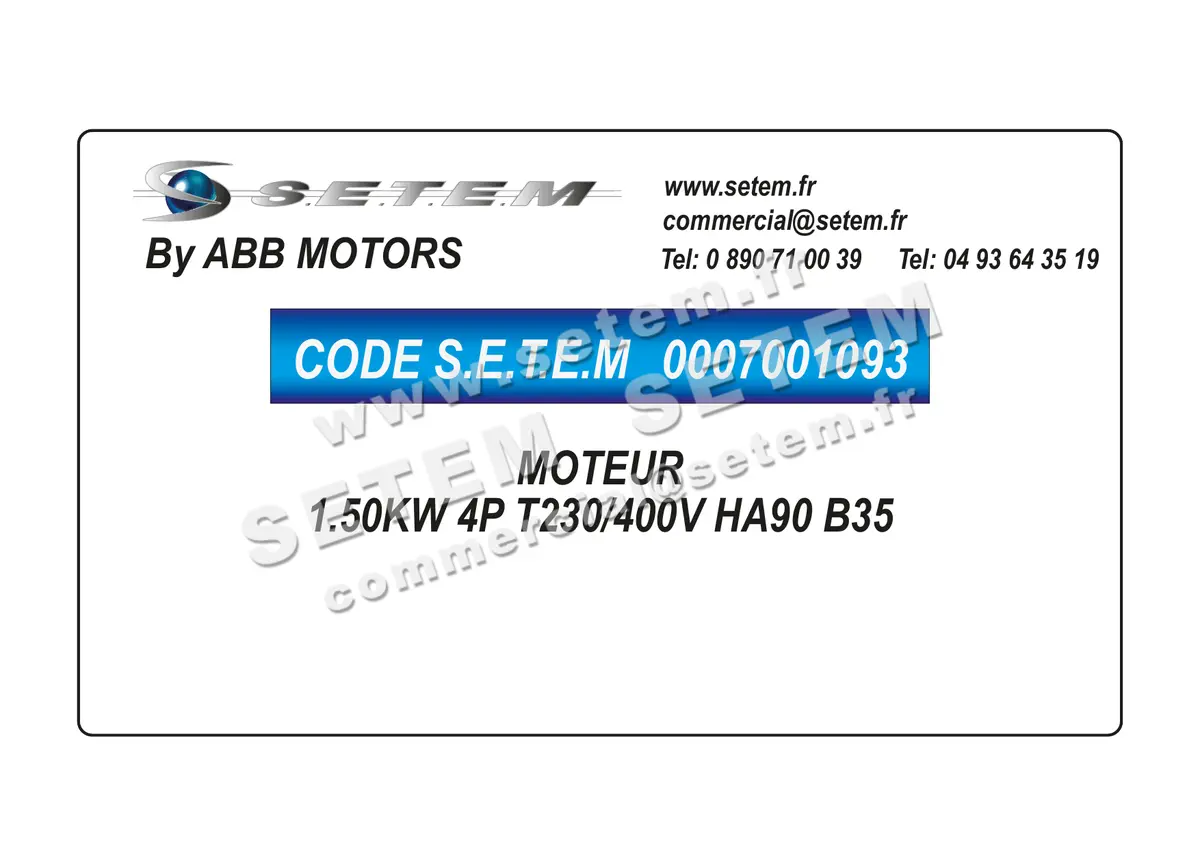 0007001093-MOTEUR ABB 1.50KW 4P T230/400V HA90 B35