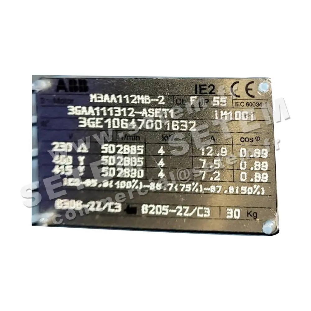 0007001125-MOTEUR ABB 4KW 2P T230/400V HA112 B3 M3AA112MB-2 3