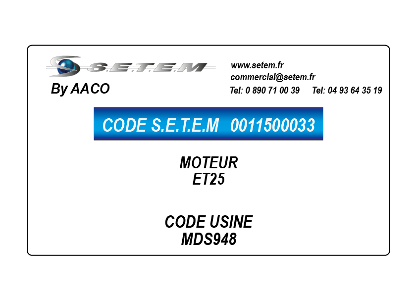 0115000033-MOTEUR AACO ET25 *MDS948*