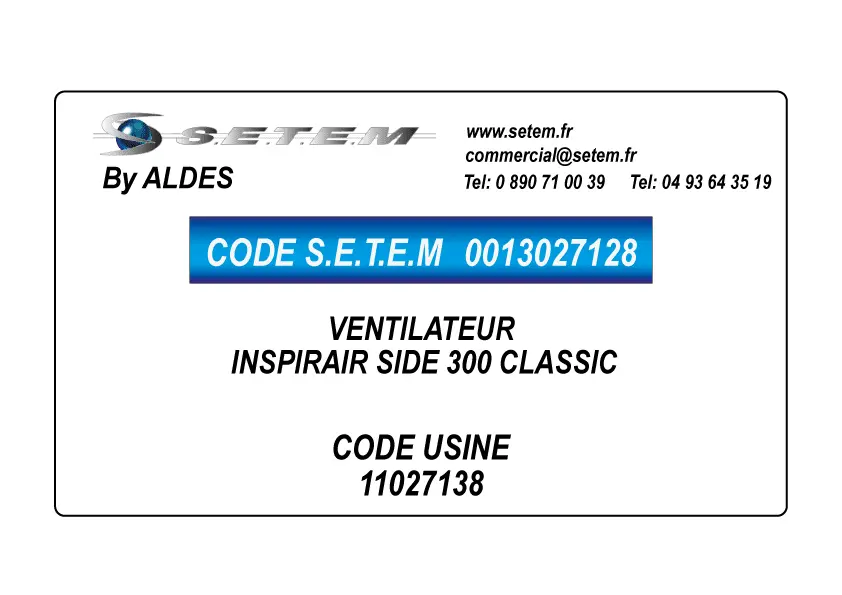 0013027128-VENTILATEUR ALDES INSPIRAIR SIDE 300 CLASSIC *11027138* 2