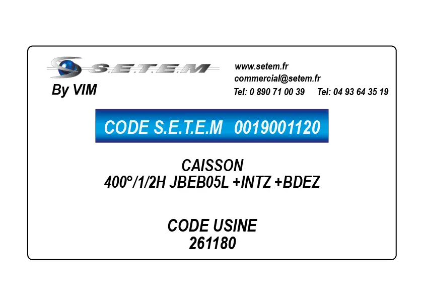 0019001120-CAISSON VIM 400°/1/2H JBEB05L +INTZ +BDEZ *261180*