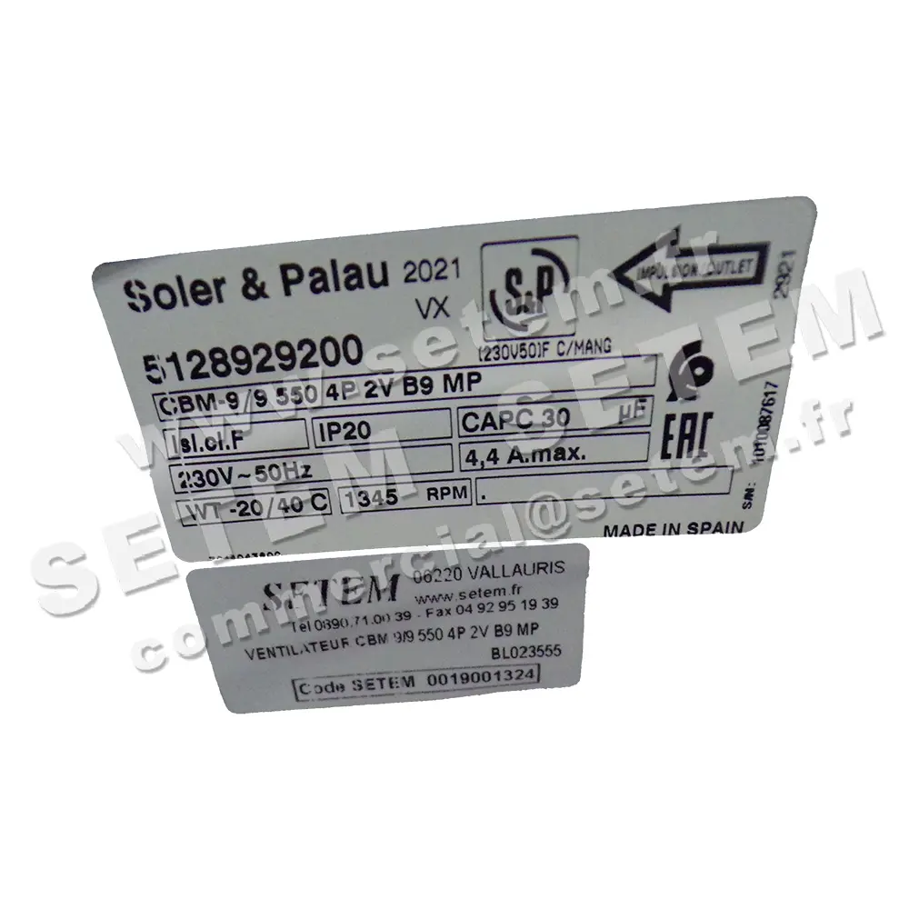 0019001324-VENTILATEUR VIM CBM9/9 550W 4P M230V 2V B9 MP +BR *5128929200* 6