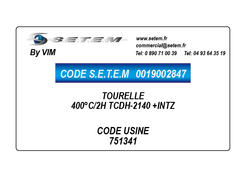 TOURELLE 400°C/2H TCDH-2140 +INTZ *751341*