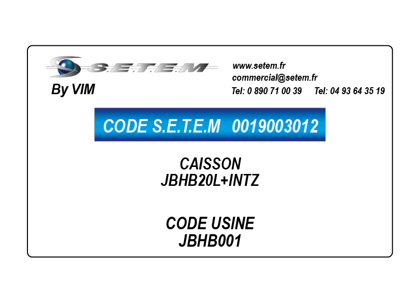 CAISSON JBHB20L+INTZ *JBHB001*