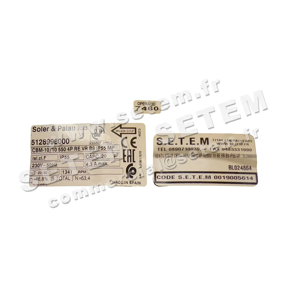 0019005614-VENTILATEUR VIM CBM-10/10 550W 4P M230V 1V RE VR B9 IP55 MP *5128998000* 7