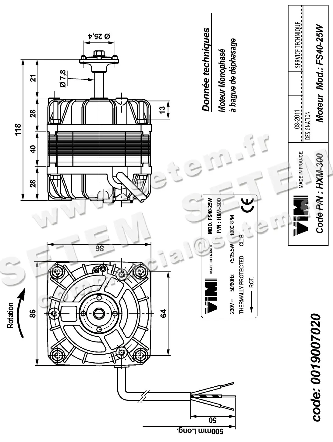 0019007020-MOTEUR VIM FS40.25W SUR HXM300 3