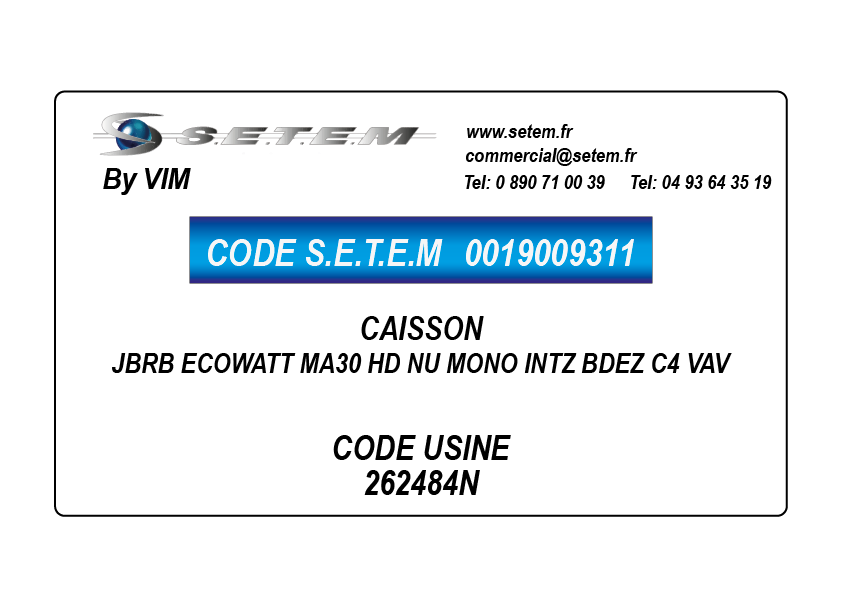 CAISSON JBRB ECOWATT MA30 HD NU MONO INTZ BDEZ C4 VAV *262484N*
