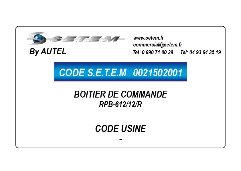 BOITIER DE COMMANDE RPB-612/12/R