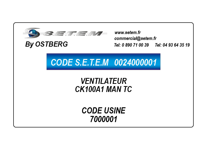 0024000001-VENTILATEUR OSTBERG CK100A1 MAN TC *7000001*