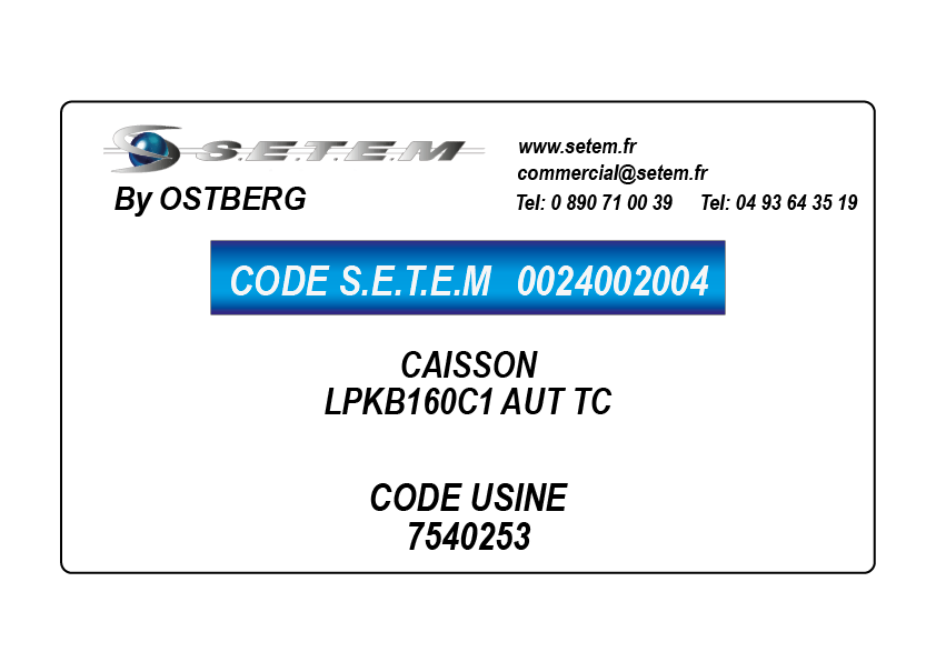 0024002004-CAISSON OSTBERG LPKB160C1 AUT TC *7540253*