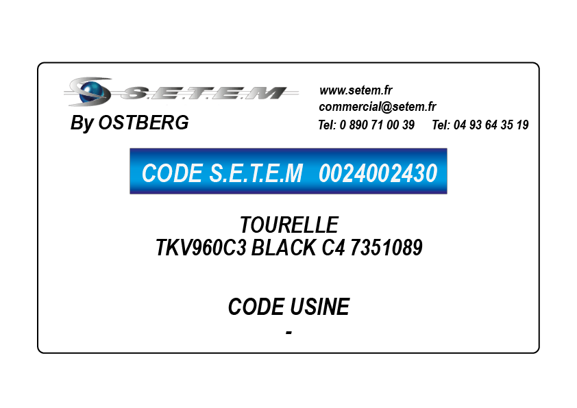 0024002430-TOURELLE TKV960C3 BLACK C4 OSTBERG 7351089