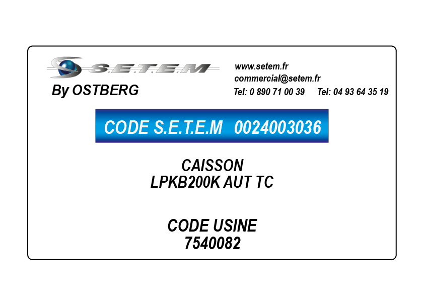 0024003036-CAISSON OSTBERG LPKB200K AUT TC *7540082*