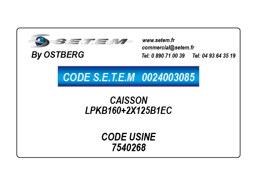 0024003085-CAISSON OSTBERG LPKB160+2X125B1EC *7540268*