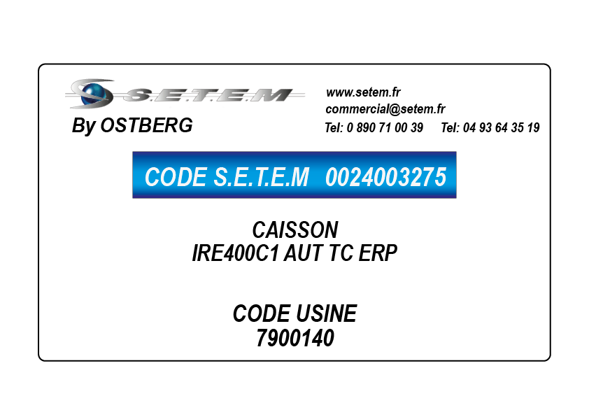 0024003275-CAISSON OSTBERG IRE400C1 AUT TC ERP *7900140*