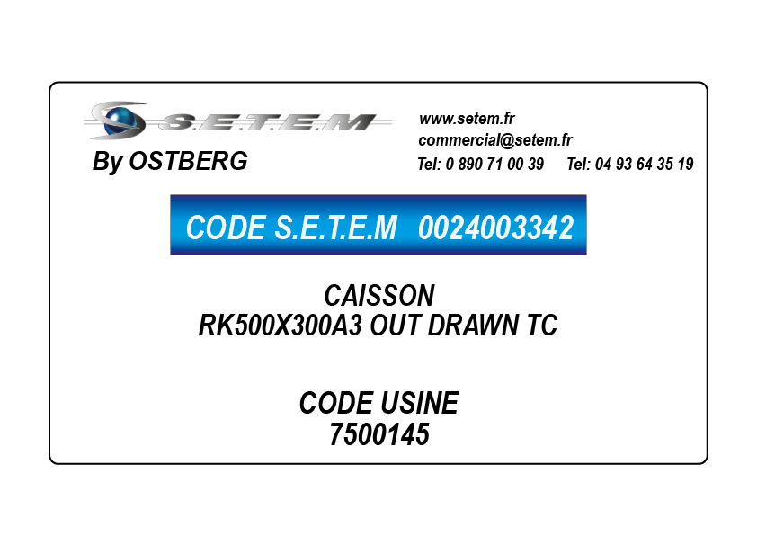 0024003342-CAISSON OSTBERG RK500X300A3 OUT DRAWN TC *7500145*