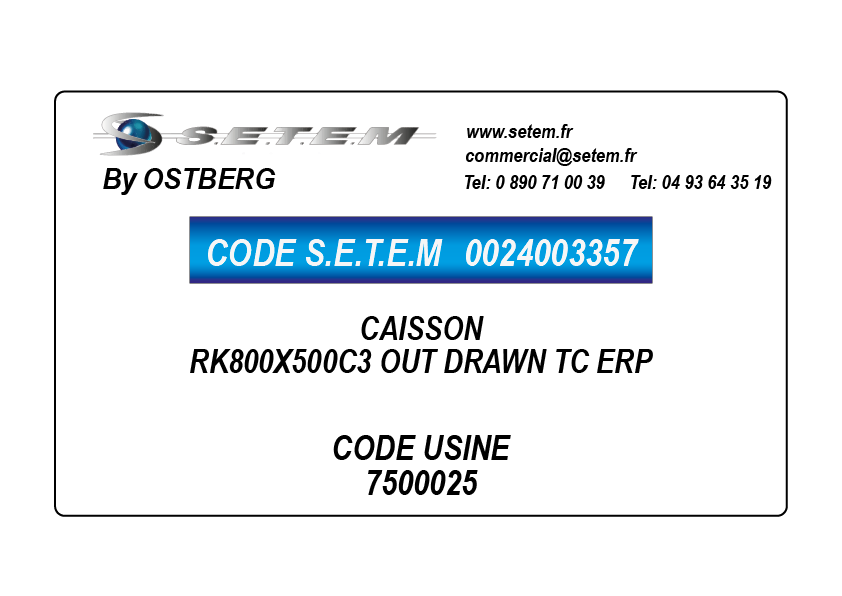 0024003357-CAISSON OSTBERG RK800X500C3 OUT DRAWN TC ERP *7500025*