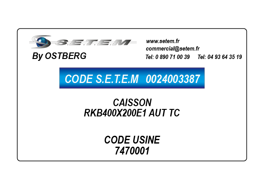 0024003387-CAISSON OSTBERG RKB400X200E1 AUT TC *7470001*