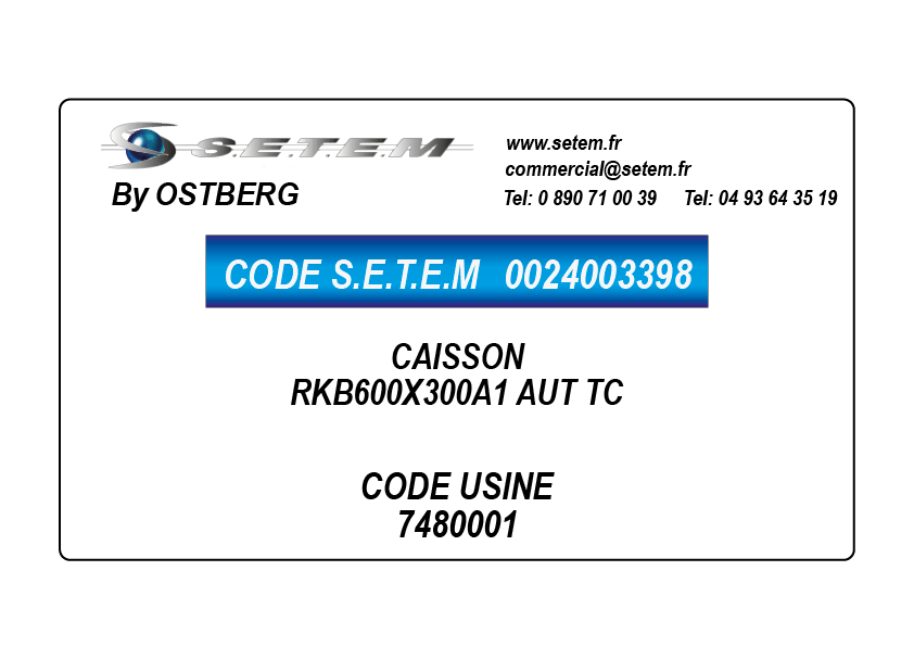 0024003398-CAISSON OSTBERG RKB600X300A1 AUT TC *7480001*