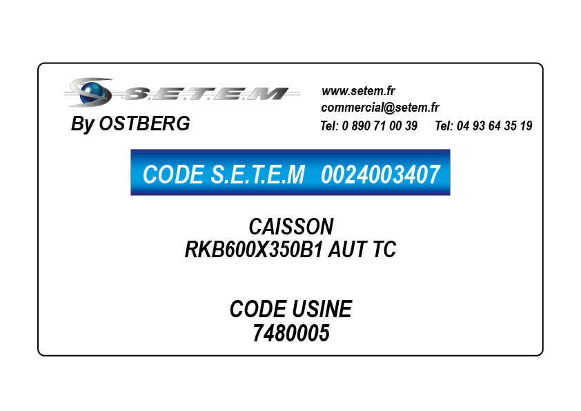 0024003407-CAISSON OSTBERG RKB600X350B1 AUT TC *7480005*