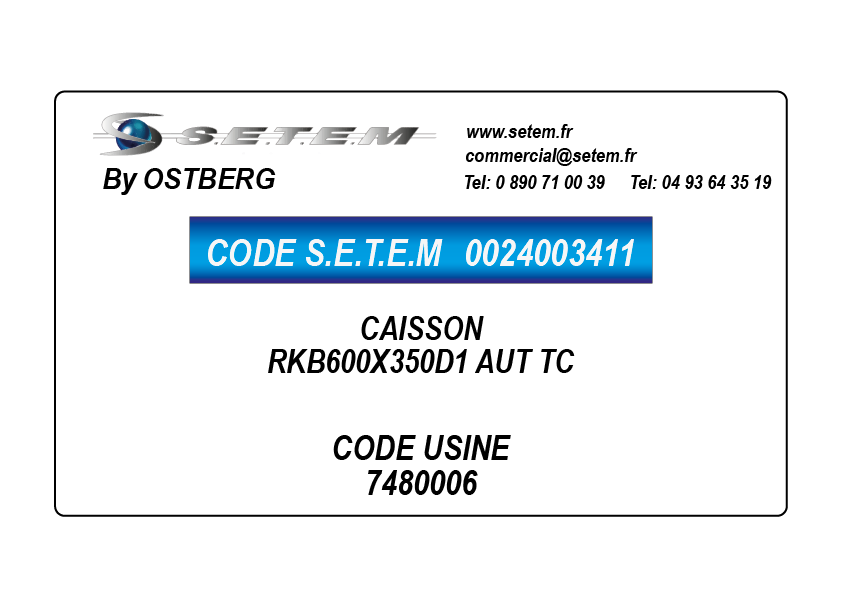 0024003411-CAISSON OSTBERG RKB600X350D1 AUT TC *7480006*