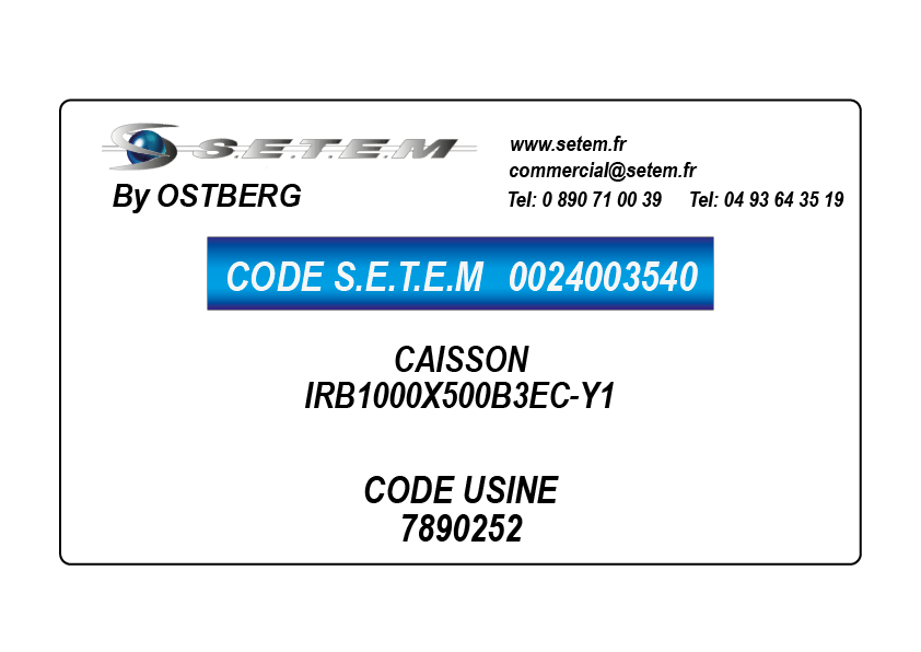0024003540-CAISSON OSTBERG IRB1000X500B3EC-Y1 *7890252*