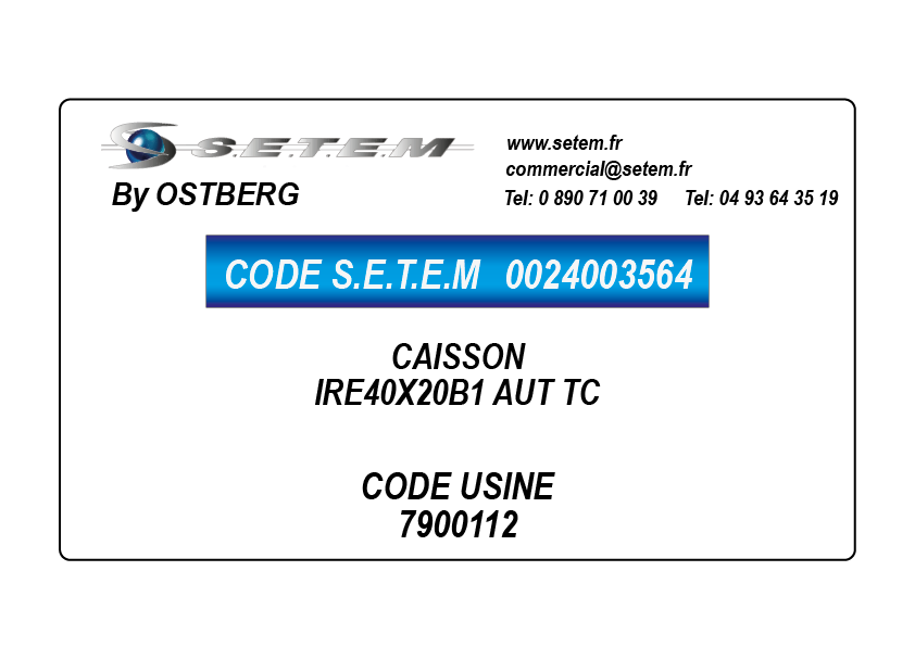 0024003564-CAISSON OSTBERG IRE40X20B1 AUT TC *7900112*