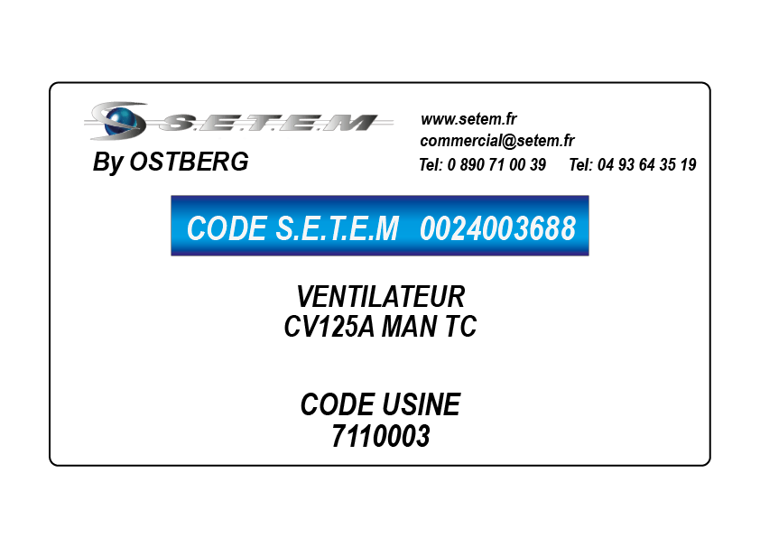 0024003688-VENTILATEUR OSTBERG CV125A MAN TC *7110003*