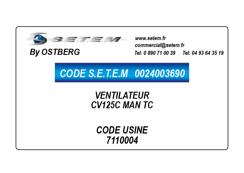 0024003690-VENTILATEUR OSTBERG CV125C MAN TC *7110004*