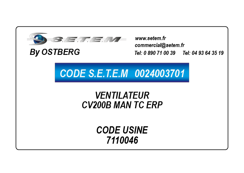 0024003701-VENTILATEUR OSTBERG CV200B MAN TC ERP *7110046*